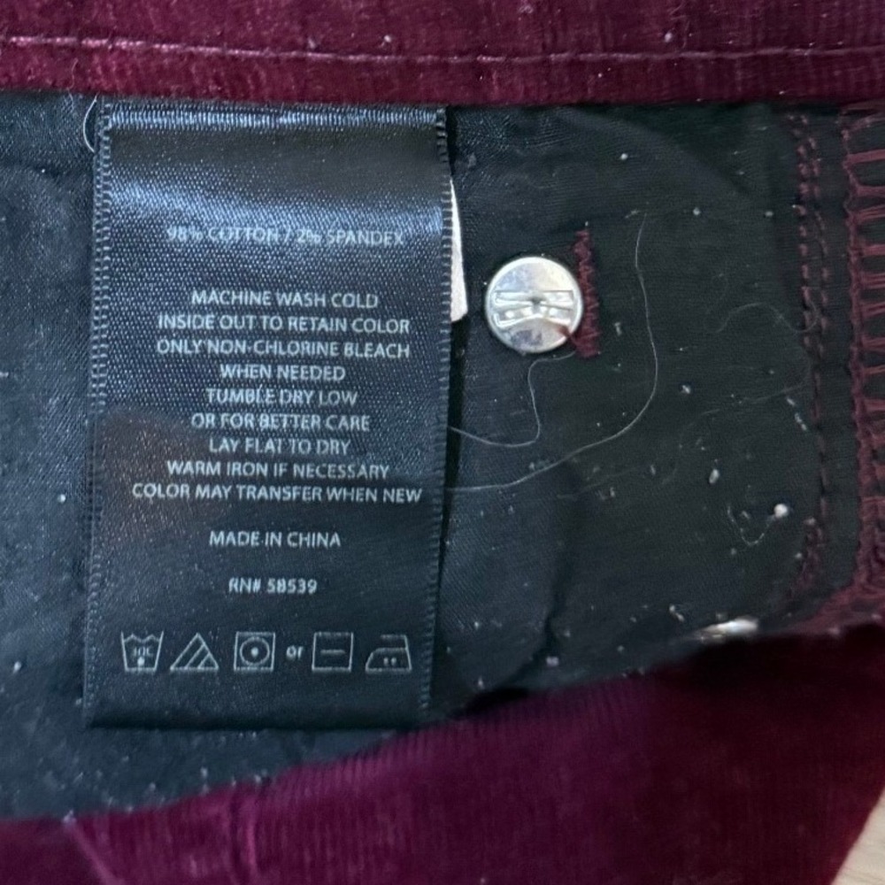 Kut from the Kloth Women Corduroy Pants 12 Petite Burgundy Diana Skinny Classic - Picture 7 of 10